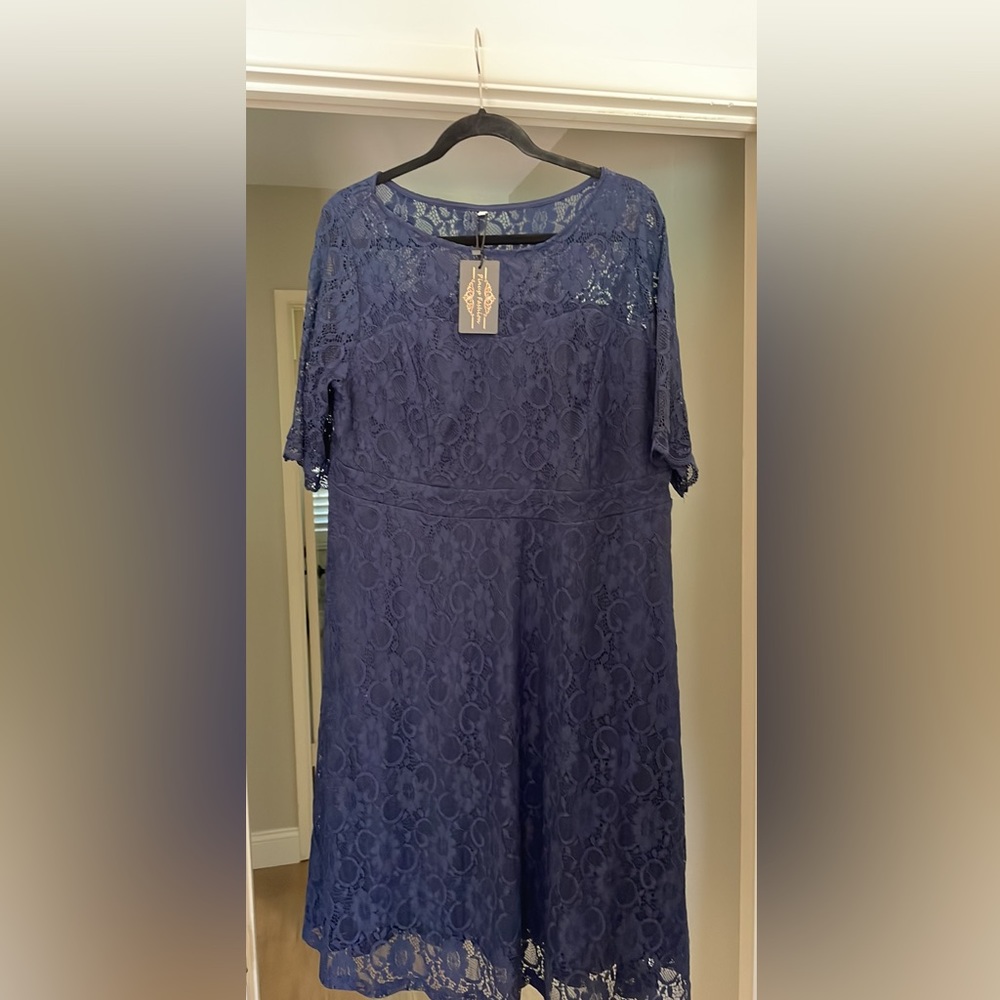 Cocktail or wedding Guest plus size navy dress
